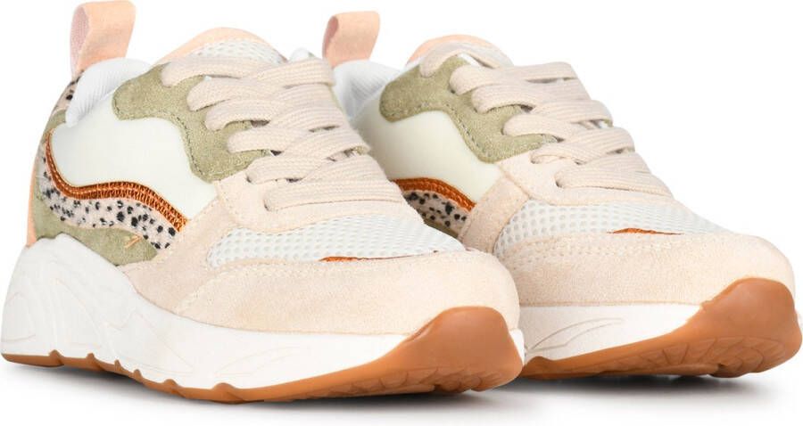 POSH by Poelman CAROCEL Dames Sneakers Beige met combinatie