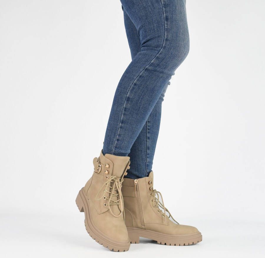 PS Poelman POSH by Poelman Cato veterboots met siergesp beige - Foto 4