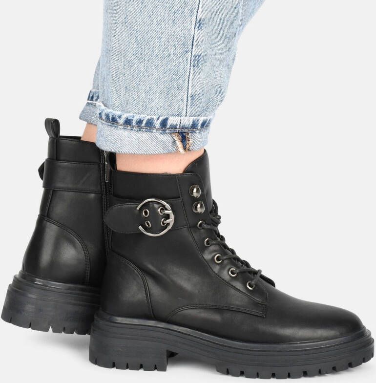 POSH by Poelman CATO Dames Veter Laarzen Zwart