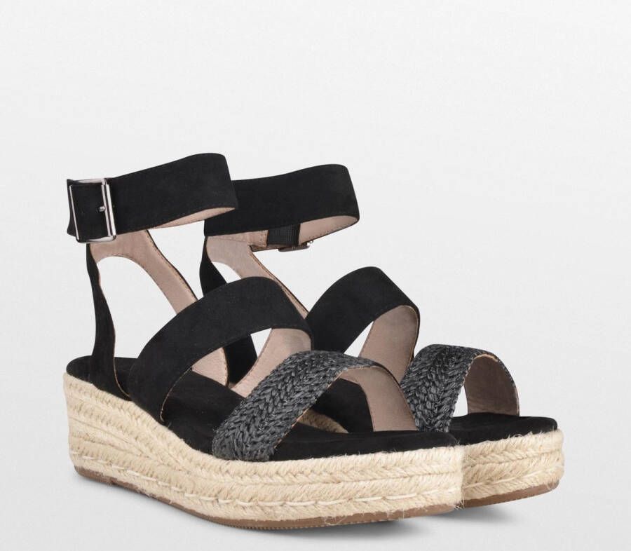 POSH by Poelman LONA Dames Sandalen Espadrilles Zwart met dierenprint