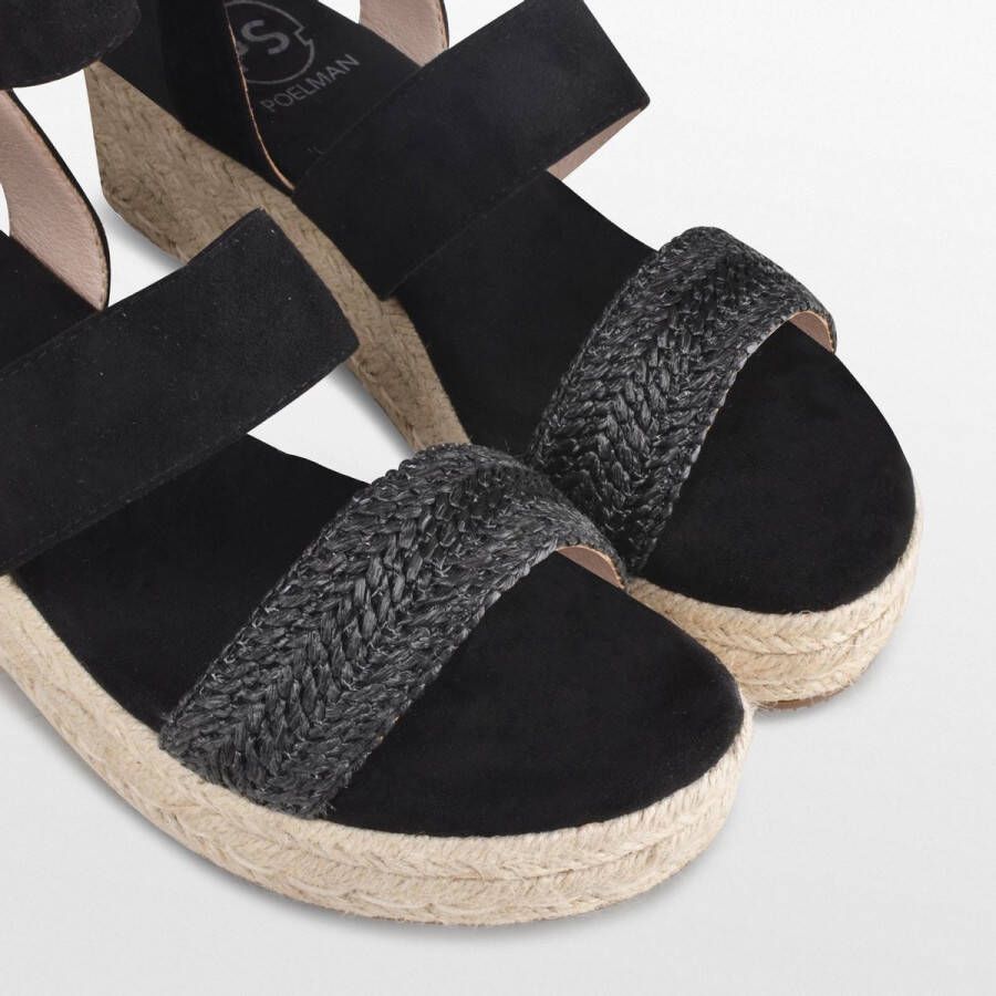 POSH by Poelman LONA Dames Sandalen Espadrilles Zwart met dierenprint