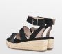 PS Poelman NABIA Dames Faux PU Imitatie Suède Leren Sandalen met Espadrille Sleehak Zool en Luipaard Dieren Print Zwart - Thumbnail 5