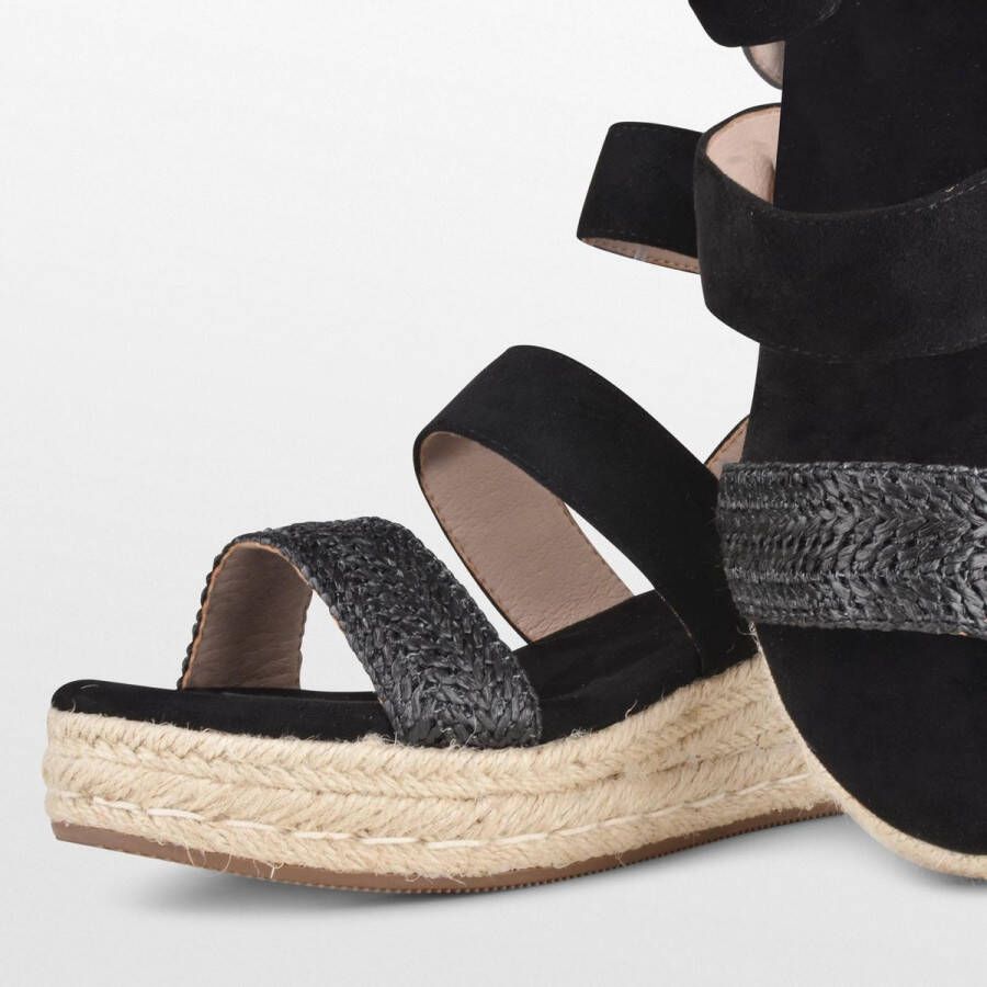 POSH by Poelman LONA Dames Sandalen Espadrilles Zwart met dierenprint