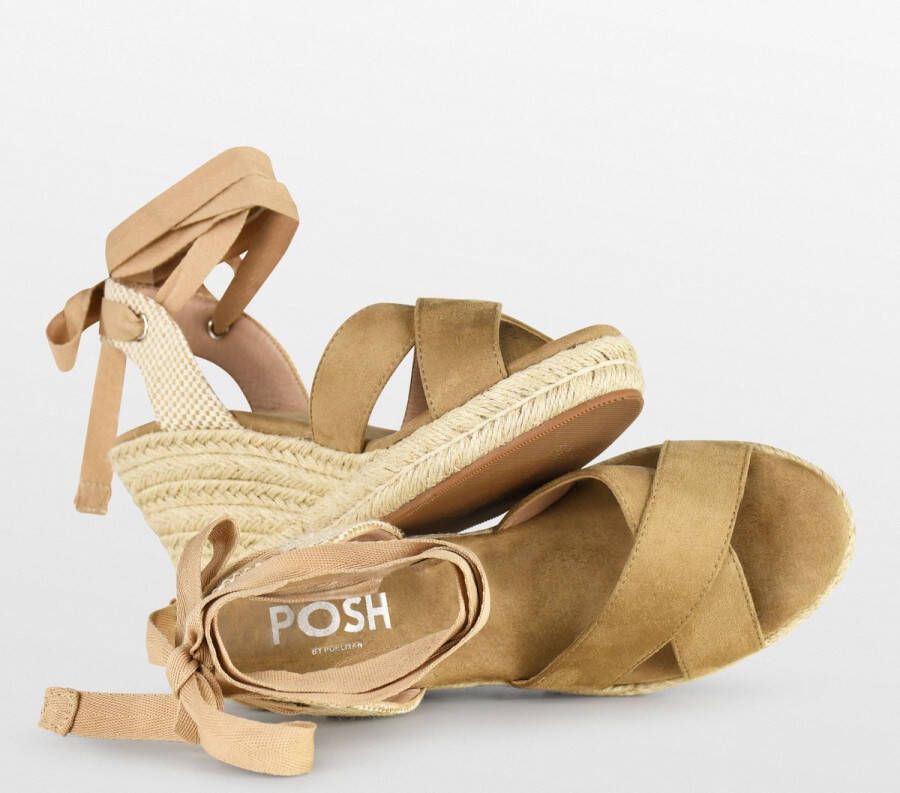 POSH by Poelman LOU Dames Sandalen Espadrilles Beige
