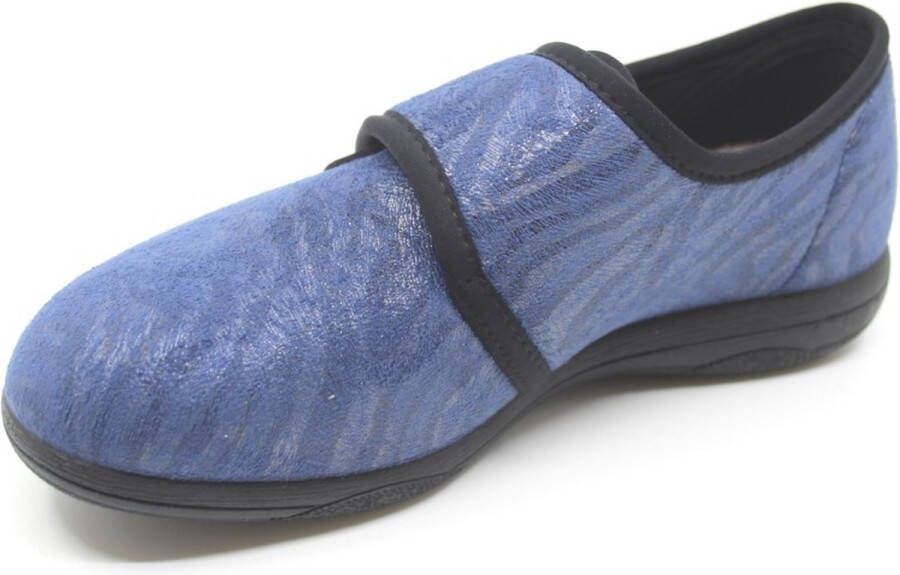Promed Geneve Blue 2002.05 Blauwe Zachte Stretch Verbandpantoffel met klittenbandsluiting - Foto 3