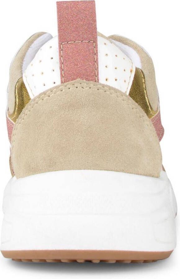 PS Poelman Carocel Dames Suède Leren Mix Runner Sneakers Beige Wit Glitter Lila Rose Multi - Foto 7