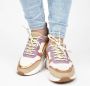 PS Poelman Carocel Dames Suède Leren Mix Runner Sneakers Beige Wit Glitter Lila Rose Multi - Thumbnail 8