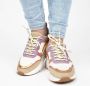 PS Poelman Carocel Dames Suède Leren Mix Runner Sneakers Beige Wit Glitter Lila Rose Multi - Thumbnail 8