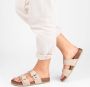 PS Poelman CURA Dames Faux PU Imitatie Leren Sandalen met Gespen Metallic Licht Beige - Thumbnail 2