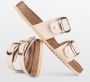 PS Poelman CURA Dames Faux PU Imitatie Leren Sandalen met Gespen Metallic Licht Beige - Thumbnail 6