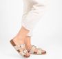 PS Poelman CURA Dames Faux PU Imitatie Leren Sandalen met Gespen Metallic Licht Beige - Thumbnail 7