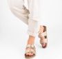PS Poelman CURA Dames Faux PU Imitatie Leren Sandalen met Gespen Metallic Licht Beige - Thumbnail 8