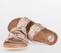 PS Poelman CURA Dames Faux PU Imitatie Leren Sandalen met Gespen Metallic Rosé Roze - Thumbnail 4