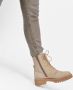 PS Poelman Dames MINK Suède Leren Nubuck Veter Laarzen met Stoere Profielzool en Gouden Details Beige Taupe - Thumbnail 2