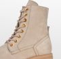 PS Poelman Dames MINK Suède Leren Nubuck Veter Laarzen met Stoere Profielzool en Gouden Details Beige Taupe - Thumbnail 5