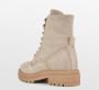 PS Poelman Dames MINK Suède Leren Nubuck Veter Laarzen met Stoere Profielzool en Gouden Details Beige Taupe - Thumbnail 8