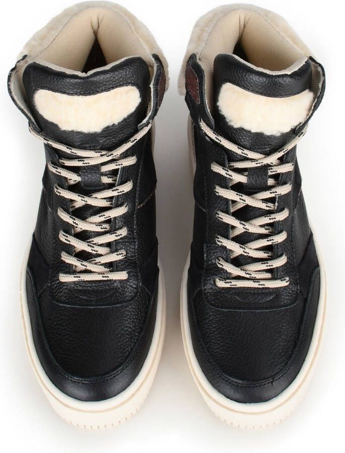 PS Poelman ESQUIMO Dames Hoge Sneakers Teddy Zwart Multi