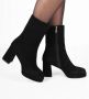 POELMAN Haklaars Zwart Suede Enkellaars met hak Dames - Thumbnail 6