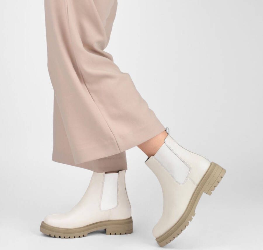 PS Poelman Mink Dames Chelsea laarzen Crème Wit