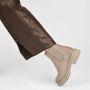 PS Poelman Mink Dames Nubuck Leren Chelsea Korte EnkelLaarzen met Beige Zool en Elastiek Beige Bruin Taupe - Thumbnail 9