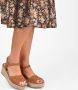 PS Poelman NANA Dames Faux PU Imitatie Suède Leren Sandalen met Espadrille Sleehak Zool en Gevlochten Bovenwerk Cognac Bruin - Thumbnail 9