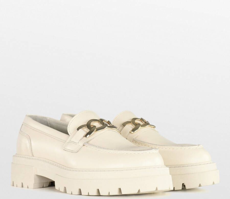 PS Poelman ROCKLAND Dames Loafers Instappers Crème Wit
