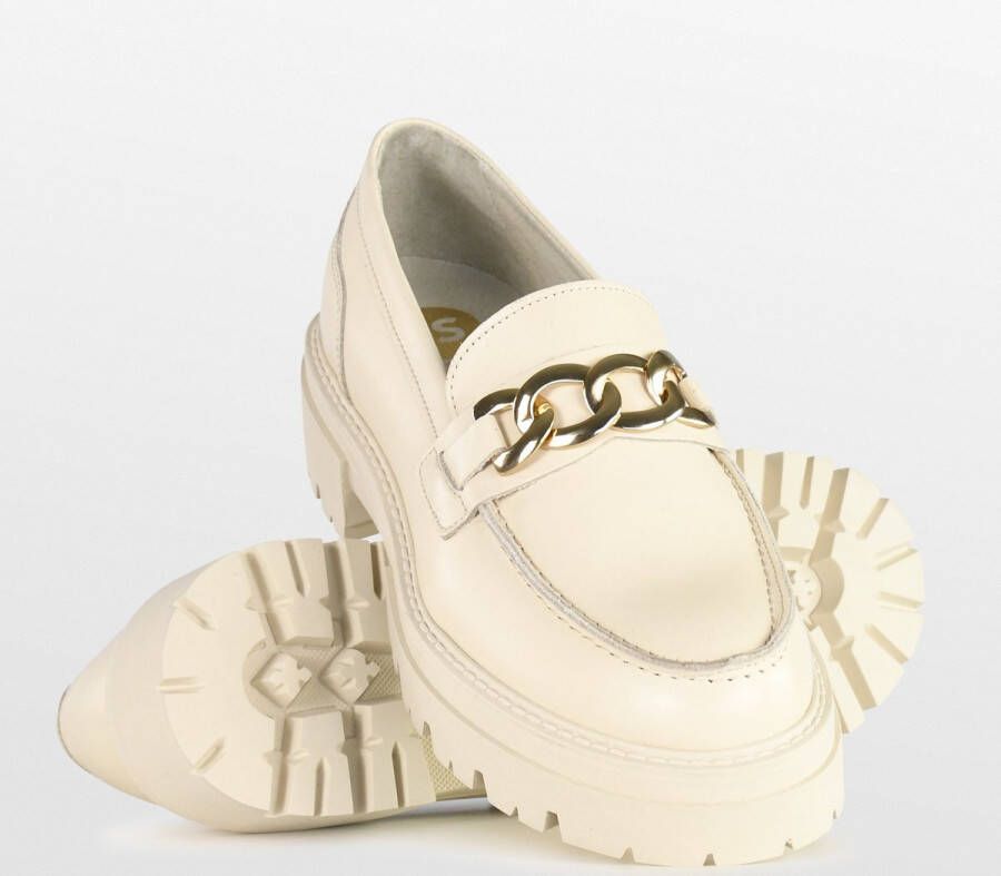 PS Poelman ROCKLAND Dames Loafers Instappers Crème Wit