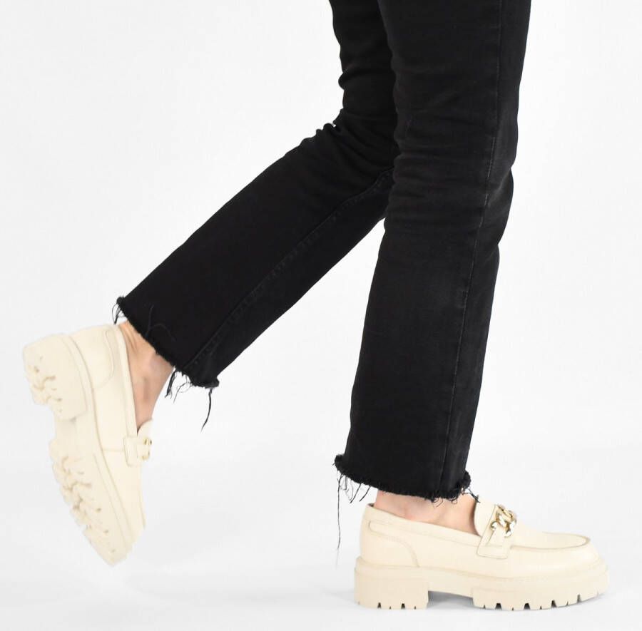 PS Poelman ROCKLAND Dames Loafers Instappers Crème Wit