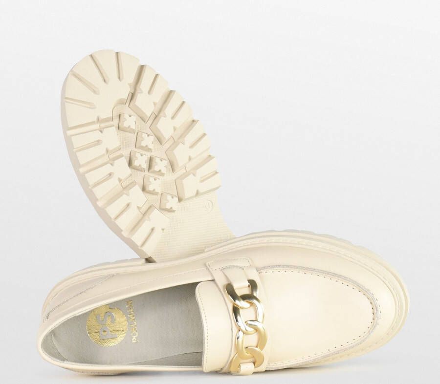 PS Poelman ROCKLAND Dames Loafers Instappers Crème Wit