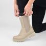 PS Poelman Saturno Dames Leren Chelsea Enkellaarzen met Elastiek en Ritssluiting Beige Taupe - Thumbnail 6