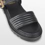 PS Poelman SATURNOS Dames Leren Chunky Plateau Sandalen met Gouden Details Zwart - Thumbnail 4