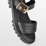 PS Poelman SATURNOS Dames Leren Chunky Plateau Sandalen met Gouden Details Zwart - Thumbnail 8