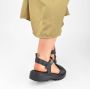PS Poelman SATURNOS Dames Leren Chunky Plateau Sandalen met Gouden Details Zwart - Thumbnail 9