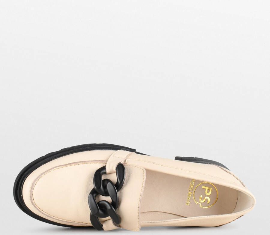 PS Poelman SOPHIE Dames Loafers met ketting Crème - Foto 6