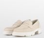 PS Poelman SOPHIE Dames Suède Nubuck Leren Chunky Loafers Mocassins Instappers Beige Nude - Thumbnail 4