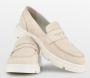 PS Poelman SOPHIE Dames Suède Nubuck Leren Chunky Loafers Mocassins Instappers Beige Nude - Thumbnail 7