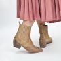 PS Poelman Leren Western Cowboy Enkellaarzen met Snake Print Details Tartor Cappuccino Beige Bruin Dames - Thumbnail 4
