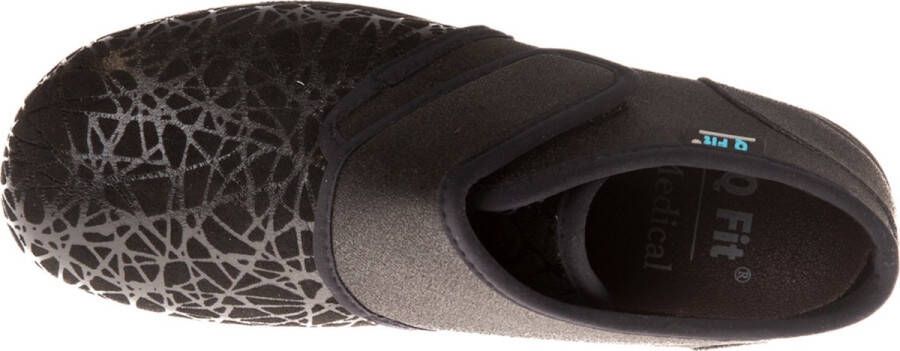 Q Fit Geneve 1 Black design stretch Dames Verbandpantoffels Zwart