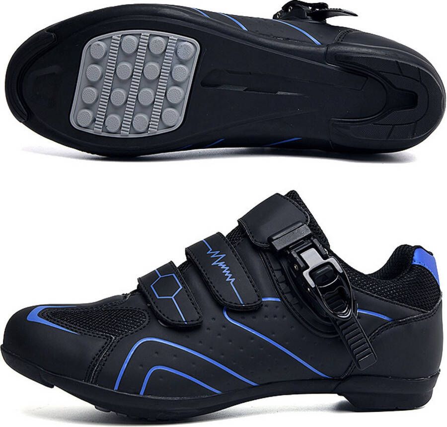 RAMBUX Fietsschoenen MTB Schoenen Heren & Dames Zwart Blauw Platte Zool Wielrenschoenen Klikschoenen Mountainbike Racefiets