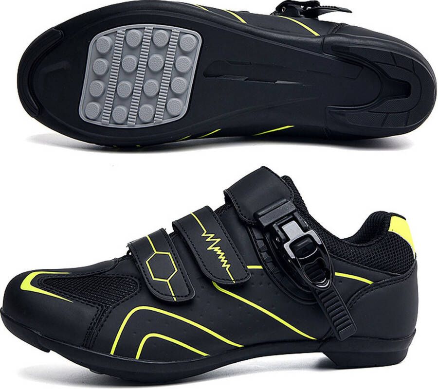 RAMBUX Fietsschoenen MTB Schoenen Heren & Dames Zwart Geel Platte Zool Wielrenschoenen Klikschoenen Mountainbike Racefiets