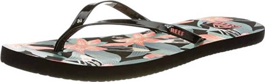 Reef Dames Bliss-Full Slippers Black Hibiscus