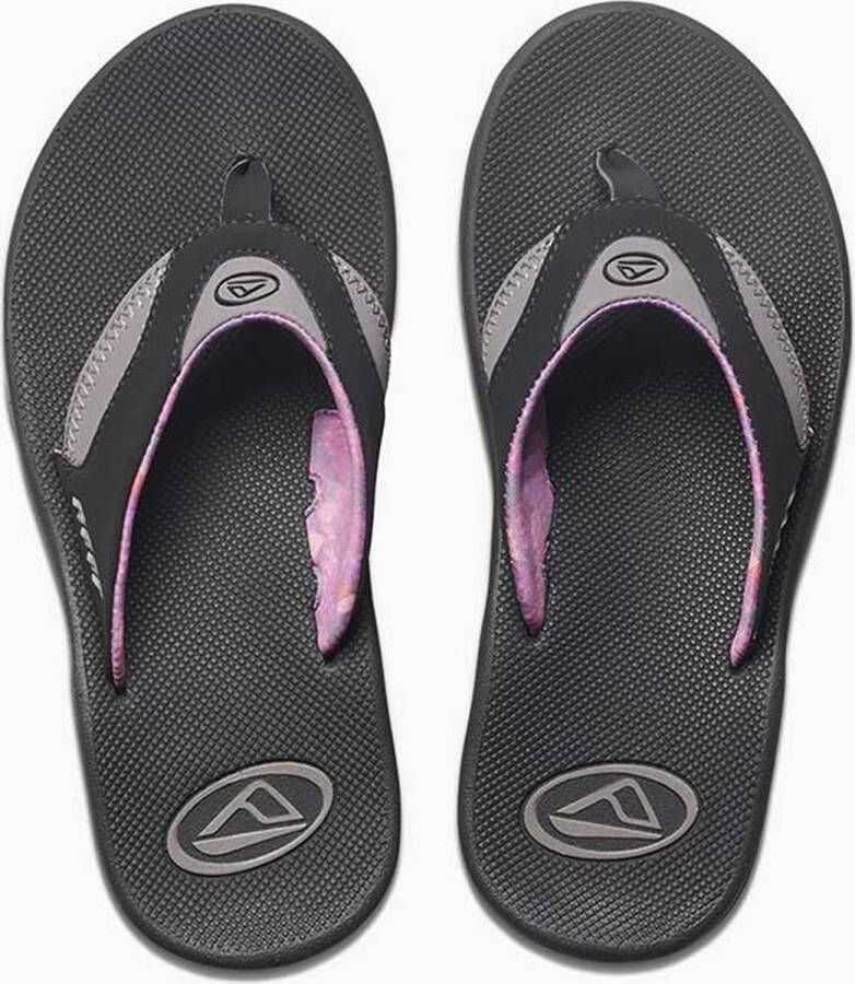 Reef Fanningblack Grey Dames Slippers Zwart Grijs