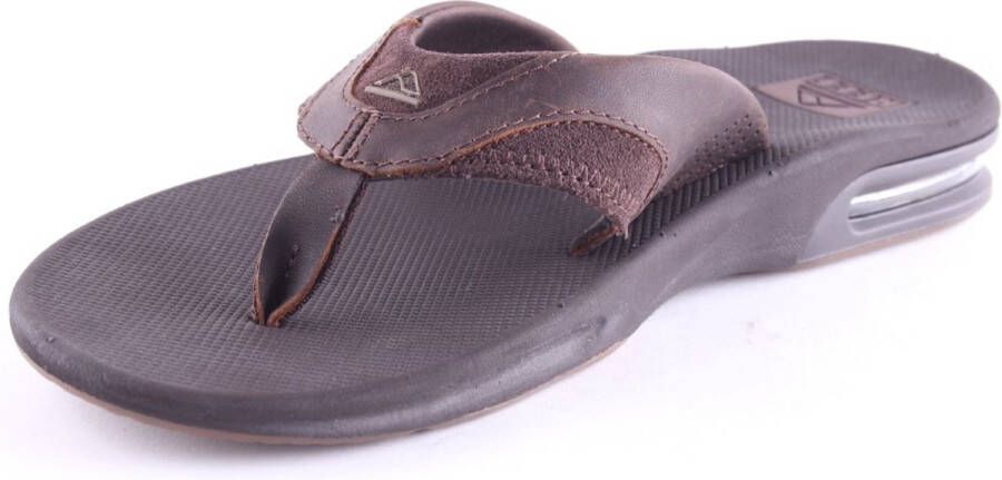 Reef Leather Fanning Heren Slippers Dark Brown