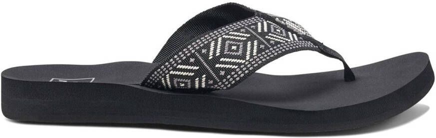 Reef Spring Woven Black White Dames Slippers Zwart Wit