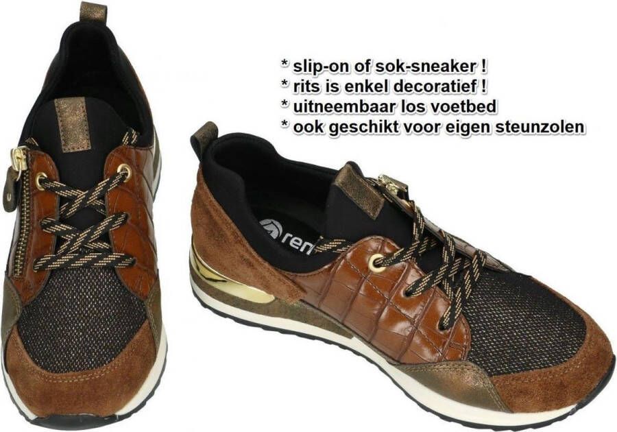 Remonte Slip on sneakers met goudkleurige details - Foto 8