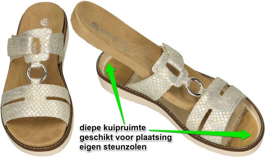 Remonte -Dames zilver slippers & muiltjes