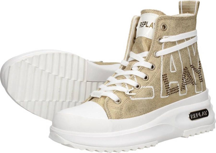 Replay Aqua Print 2 Sneakers Hoog beige