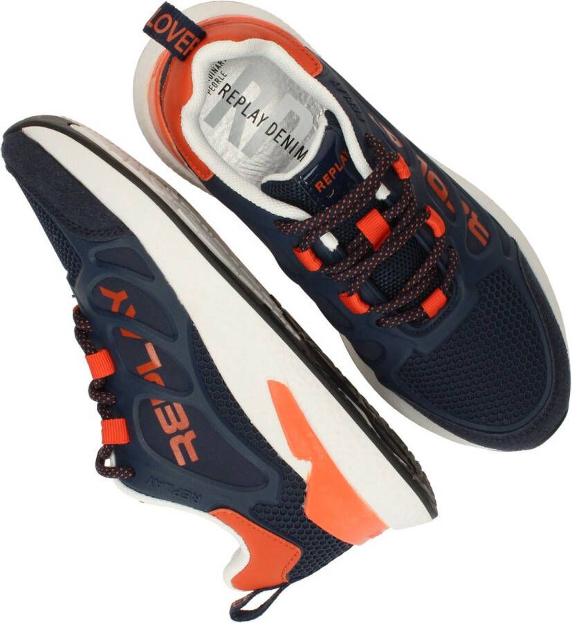 Replay Maze JR-1 sneakers donkerblauw oranje Jongens Textiel 28 - Foto 12