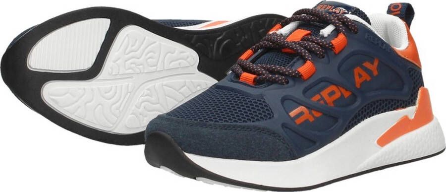 Replay Maze JR-1 sneakers donkerblauw oranje Jongens Textiel 28 - Foto 13