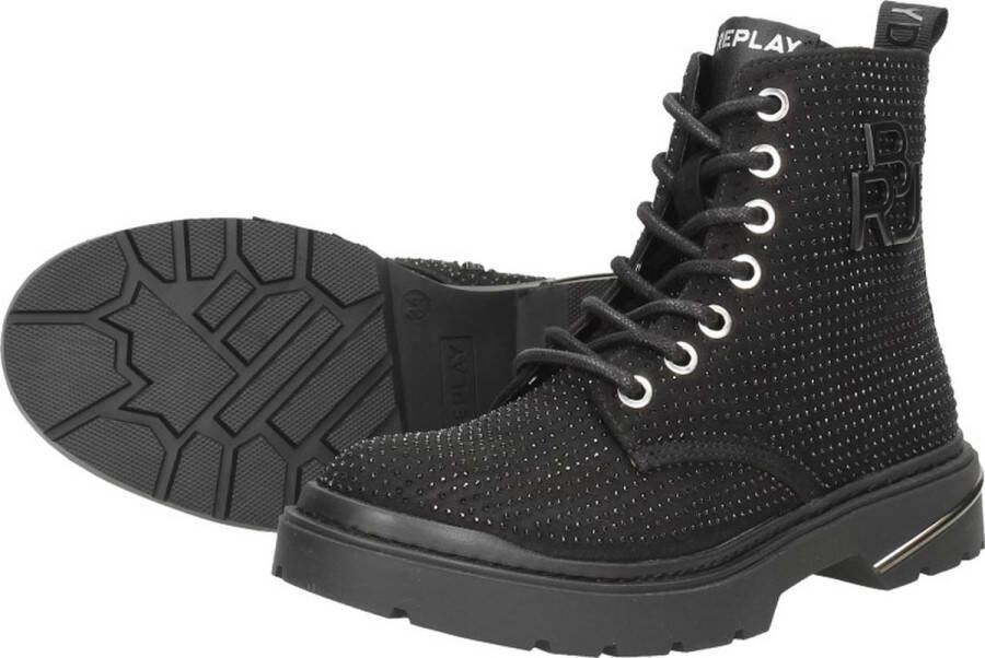 Replay meisjes veterboot Zwart